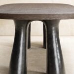 organik oval yemek masasi, contemporary luxury dining table, ozel uretim meşe masa, sculptural seramik ayakli masa, collectible modern dining table
