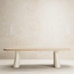 organik oval yemek masasi, contemporary luxury dining table, ozel uretim meşe masa, sculptural seramik ayakli masa, collectible modern dining table