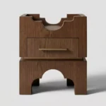 kemer detaylı modern komodin, ceviz brutalist nightstand, özel üretim contemporary komodin, çekmeceli sculptural yan sehpa, artisan tasarım luxury bedside table