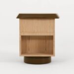 geometrik modern komodin, meşe collectible side table, özel üretim tasarım komodin, döner tabanlı luxury nightstand, heykelsi contemporary komodin