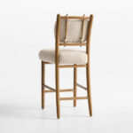 boucle bar sandalyesi, contemporary counter chair design, ozel uretim ahsap bar sandalyesi, japandi modern stool, luxury kitchen island chair
