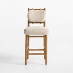 boucle bar sandalyesi, contemporary counter chair design, ozel uretim ahsap bar sandalyesi, japandi modern stool, luxury kitchen island chair