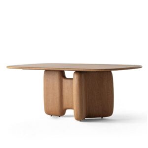 organik masif meşe masa, contemporary pedestal dining table, özel üretim oval yemek masası, heykelsi modern luxury masa, collectible design ahşap masa