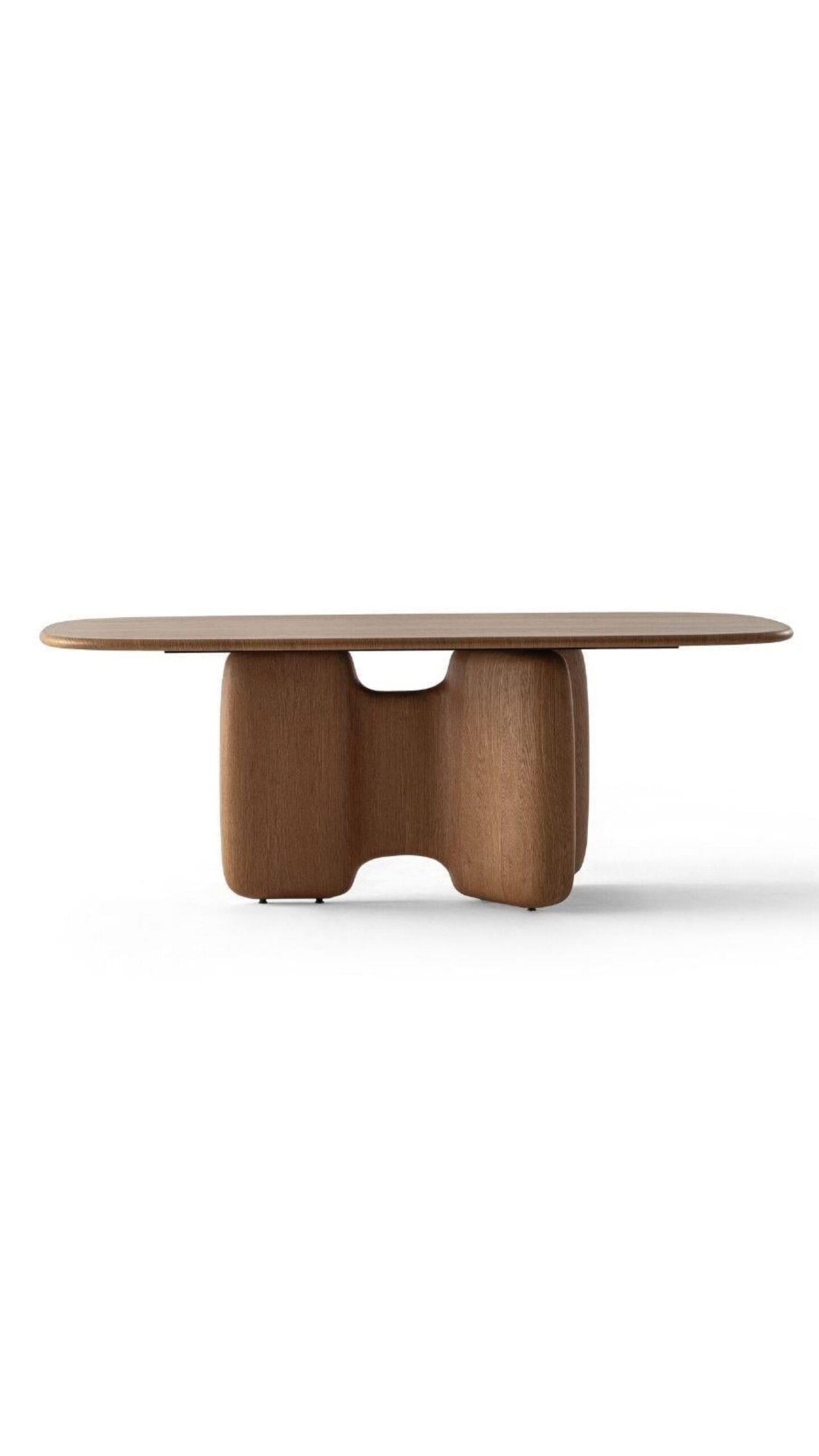 organik masif meşe masa, contemporary pedestal dining table, özel üretim oval yemek masası, heykelsi modern luxury masa, collectible design ahşap masa