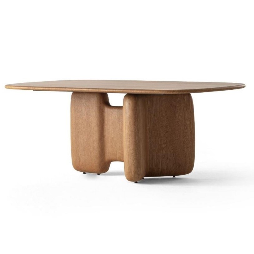 organik masif meşe masa, contemporary pedestal dining table, özel üretim oval yemek masası, heykelsi modern luxury masa, collectible design ahşap masa