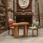coral döşemeli modern sandalye, masif ahşap contemporary dining chair, özel üretim designer sandalye, boutique restoran sandalyesi, artistic luxury yemek odası sandalyesi