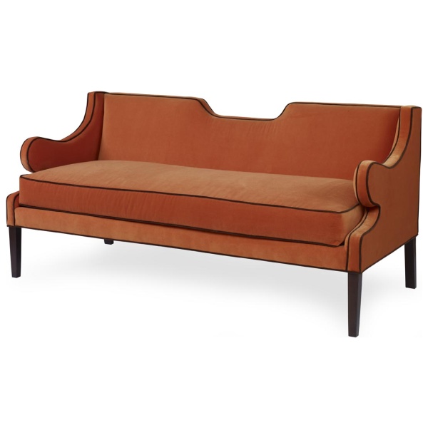 turuncu kadife luxury kanepe, contemporary classic sofa, ozel uretim designer kanepe, biye detayli modern koltuk, sculptural luxury furniture