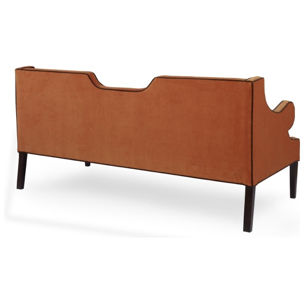 turuncu kadife luxury kanepe, contemporary classic sofa, ozel uretim designer kanepe, biye detayli modern koltuk, sculptural luxury furniture