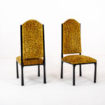 minimal luxury sandalye, contemporary upholstered dining chair, ozel uretim modern sandalye, yuksek sirtli dining chair, koyu ahsap contemporary sandalye