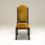 minimal luxury sandalye, contemporary upholstered dining chair, ozel uretim modern sandalye, yuksek sirtli dining chair, koyu ahsap contemporary sandalye