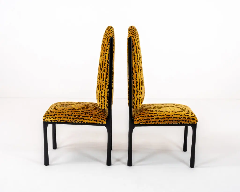 minimal luxury sandalye, contemporary upholstered dining chair, ozel uretim modern sandalye, yuksek sirtli dining chair, koyu ahsap contemporary sandalye