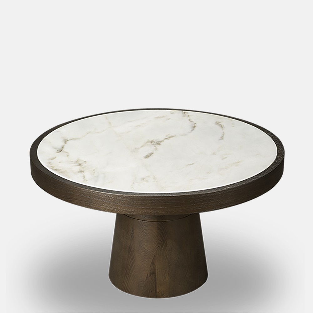 özel üretim zigon sehpa, mermer tablalı contemporary sehpa, masif meşe collectible coffee table, konik ayaklı luxury yan sehpa, organik formlu modern sehpa