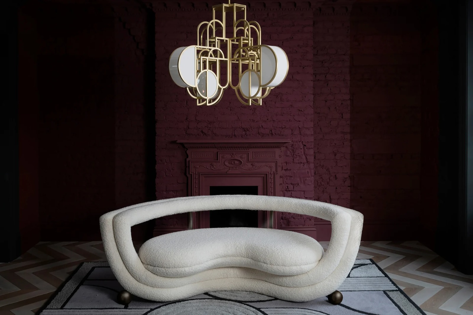 organik boucle kanepe, kavisli collectible design sofa, özel üretim contemporary luxury kanepe, heykelsi futuristik koltuk, modern organik form kanepe