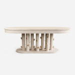 açık meşe oval özel üretim masa, pirinç detaylı özel ölçü yemek masası, çoklu silindirik ayaklı sipariş mobilya, oval kaideli ısmarlama mobilya masa, heykelsi modern lüks dining table