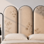 art deco luxury karyola, floral desenli modern yatak, özel üretim siyah lake karyola, pirinç detaylı contemporary bed, kemerli başlıklı tasarım yatak