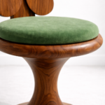 çiçek form ahşap sandalye, masif oyma tasarım sandalye, özel üretim artistik sandalye, pedestal ayaklı modern sandalye, ısmarlama dekoratif sandalye