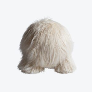 faux fur modern puf, organik collectible design stool, özel üretim fluffy luxury puf, ivory contemporary oturma pufu, heykelsi modern dekoratif puf