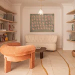 collectible boucle koltuk, oversized lounge chair design, organik contemporary koltuk, ozel uretim sculptural lounge chair, heykelsi modern berjer