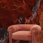 collectible boucle koltuk, oversized lounge chair design, organik contemporary koltuk, ozel uretim sculptural lounge chair, heykelsi modern berjer