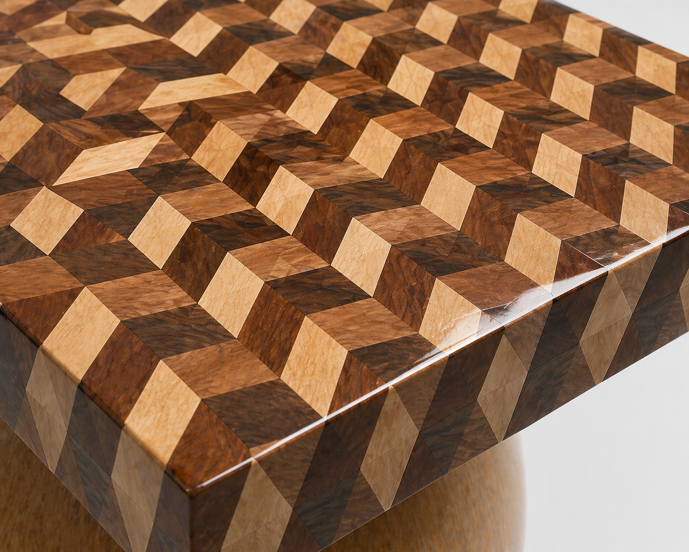 geometrik marküteri özel üretim sehpa, küre ayaklı özel ölçü orta sehpa, ahşap kakmalı sipariş mobilya sehpa, parlak cilalı ısmarlama mobilya coffee table, heykelsi lüks salon sehp
