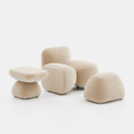 organik contemporary koltuk, oversized boucle lounge chair, özel üretim collectible design koltuk, heykelsi modern luxury berjer, yeşil dokulu sculptural chair
