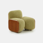 organik contemporary koltuk, oversized boucle lounge chair, özel üretim collectible design koltuk, heykelsi modern luxury berjer, yeşil dokulu sculptural chair
