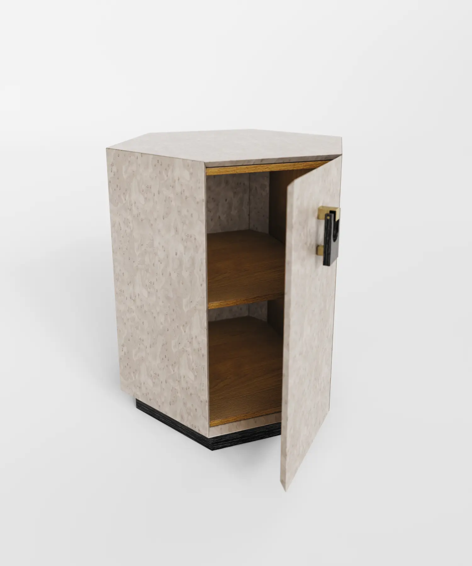 sedef efektli özel üretim komodin, geometrik kapaklı özel ölçü bedside table, pirinç detaylı sipariş mobilya yatak yanı, siyah kaideli ısmarlama mobilya komodin, kuşgözü desenli luxury yatak odası komodini