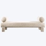 modern boucle bench, organik formlu luxury bench, özel üretim yatak ucu bench, sculptural contemporary oturma benchi, minimal tasarım lounge bench