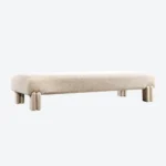 modern boucle bench, organik formlu luxury bench, özel üretim yatak ucu bench, sculptural contemporary oturma benchi, minimal tasarım lounge bench