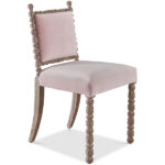 torna detayli luxury sandalye, contemporary classic dining chair, pudra kadife designer sandalye, ozel uretim ahsap sandalye, feminine luxury yemek odasi sandalyesi