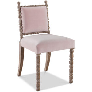 torna detayli luxury sandalye, contemporary classic dining chair, pudra kadife designer sandalye, ozel uretim ahsap sandalye, feminine luxury yemek odasi sandalyesi