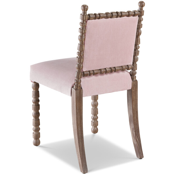 torna detayli luxury sandalye, contemporary classic dining chair, pudra kadife designer sandalye, ozel uretim ahsap sandalye, feminine luxury yemek odasi sandalyesi