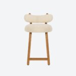 modern bar sandalyesi, boucle bar chair, özel üretim meşe bar sandalyesi, organik formlu bar taburesi, contemporary tasarım mutfak sandalyesi