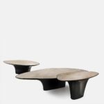 dumanlı lake boya özel üretim sehpa seti, organik tablalı özel ölçü orta sehpa, siyah heykelsi ayaklı sipariş mobilya, modüler ısmarlama mobilya sehpa, luxury coffee table tasarımı