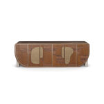 patchwork ahşap özel üretim büfe, organik pirinç kulplu özel ölçü sideboard, yuvarlatılmış gövdeli sipariş mobilya büfe, krem taş ayaklı ısmarlama mobilya, lüks ahşap yemek odası büfesi