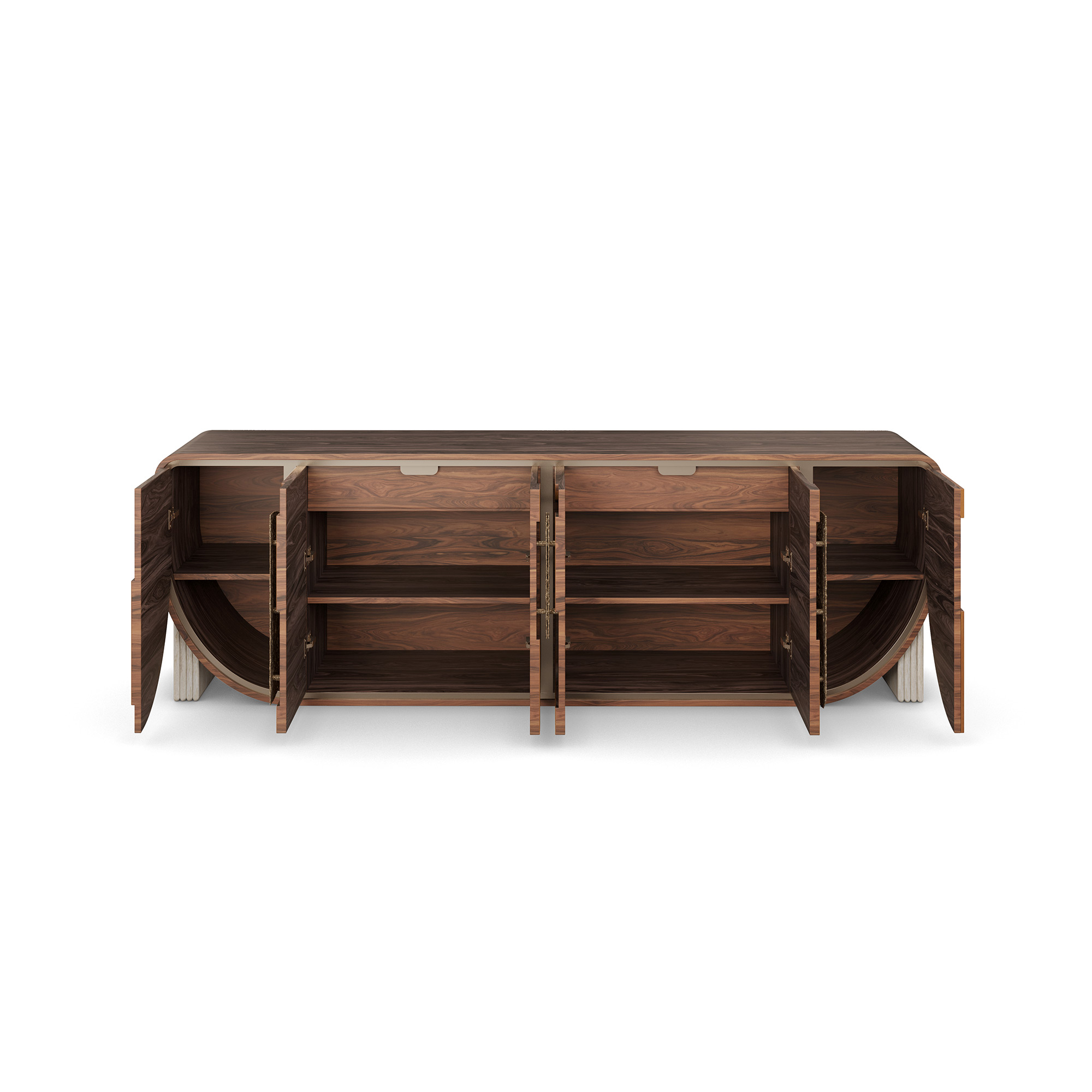 patchwork ahşap özel üretim büfe, organik pirinç kulplu özel ölçü sideboard, yuvarlatılmış gövdeli sipariş mobilya büfe, krem taş ayaklı ısmarlama mobilya, lüks ahşap yemek odası büfesi
