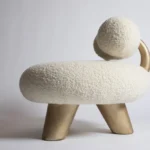 boucle modern koltuk, organik formlu sculptural lounge chair, özel üretim minimal koltuk, contemporary collectible furniture chair, yumuşak formlu tasarım koltuk