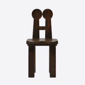 brutalist ahşap sandalye, siyah modern dining chair, özel üretim sculptural sandalye, monolitik contemporary chair, collectible tasarım yemek sandalyesi