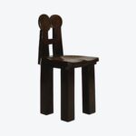 brutalist ahşap sandalye, siyah modern dining chair, özel üretim sculptural sandalye, monolitik contemporary chair, collectible tasarım yemek sandalyesi