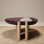 mürdüm lake özel üretim sehpa, açık meşe özel ölçü coffee table, silindirik ayaklı sipariş mobilya sehpa, organik tablalı ısmarlama mobilya, modern lüks salon sehpası