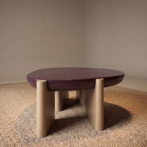 mürdüm lake özel üretim sehpa, açık meşe özel ölçü coffee table, silindirik ayaklı sipariş mobilya sehpa, organik tablalı ısmarlama mobilya, modern lüks salon sehpası