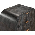 burl wood luxury komodin, contemporary curved nightstand, pirinc detayli modern komodin, ozel uretim designer bedside table, koyu ahsap luxury bedroom furniture