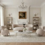 organik formlu boucle koltuk, heykelsi contemporary sofa, özel üretim collectible design koltuk, biyomorfik lounge kanepe, modern luxury organik oturma grubu