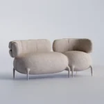 organik formlu boucle koltuk, heykelsi contemporary sofa, özel üretim collectible design koltuk, biyomorfik lounge kanepe, modern luxury organik oturma grubu