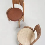siyah meşe modern sandalye, minimal contemporary dining chair, özel üretim organik sandalye, sculptural ahşap yemek sandalyesi, soft brutalist tasarım chair