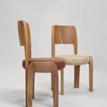 siyah meşe modern sandalye, minimal contemporary dining chair, özel üretim organik sandalye, sculptural ahşap yemek sandalyesi, soft brutalist tasarım chair