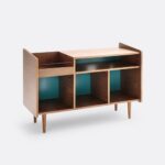 mid century pikap dolabi, vinyl storage console furniture, contemporary plak dolabi tasarimi, ozel uretim ahsap record cabinet, modern pikap ve plak unitesi