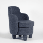 modern lounge koltuk, organik formlu contemporary chair, özel üretim minimal koltuk, keten dokulu sculptural lounge chair, butik otel tarzı tasarım koltuk