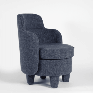 modern lounge koltuk, organik formlu contemporary chair, özel üretim minimal koltuk, keten dokulu sculptural lounge chair, butik otel tarzı tasarım koltuk