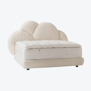 bulut formlu modern karyola, boucle kumaş luxury bed, özel üretim organik başlıklı yatak, contemporary çocuk odası karyolası, oversized sculptural tasarım yatak